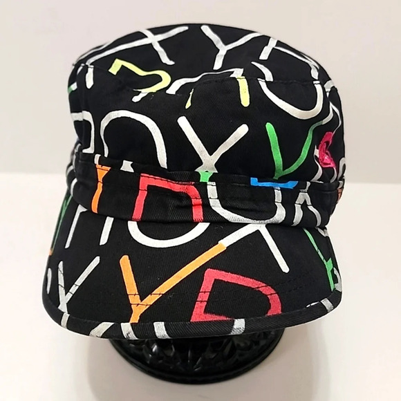 ROXY Women's Small Size Black Multicolor Cotton Cap Elastic Back Adjustment Hat - Picture 1 of 12